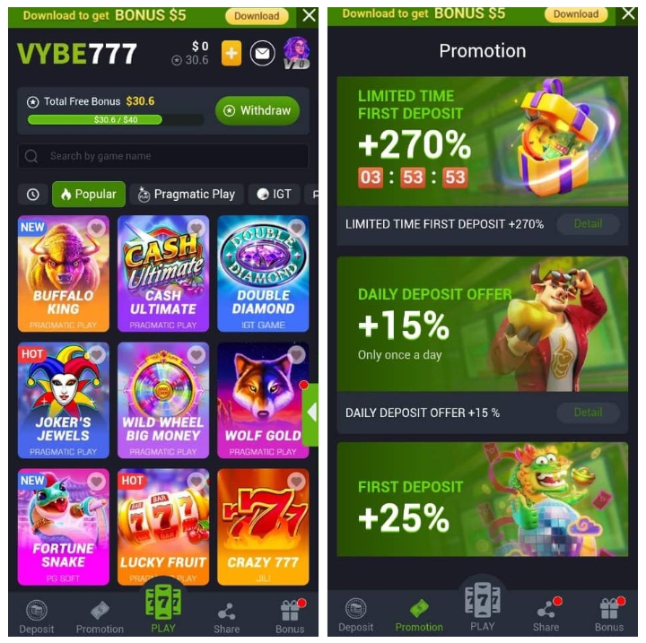 Vybe777.com Casino Review