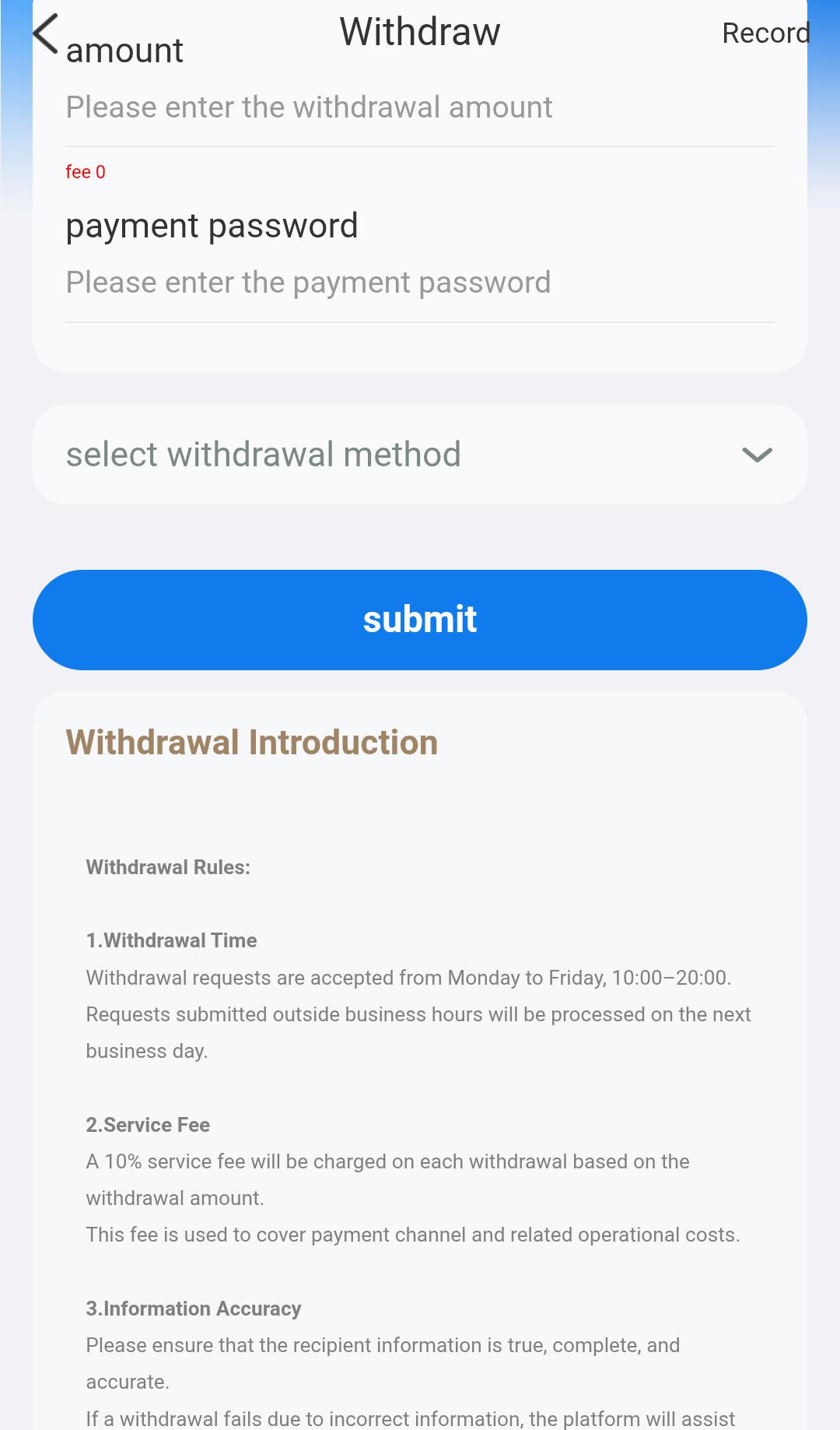 Payments & WithdrawalsÂ