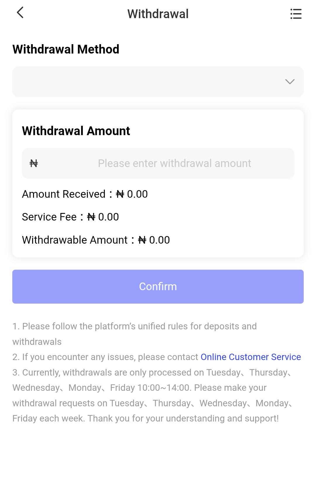 Payment & Withdrawals