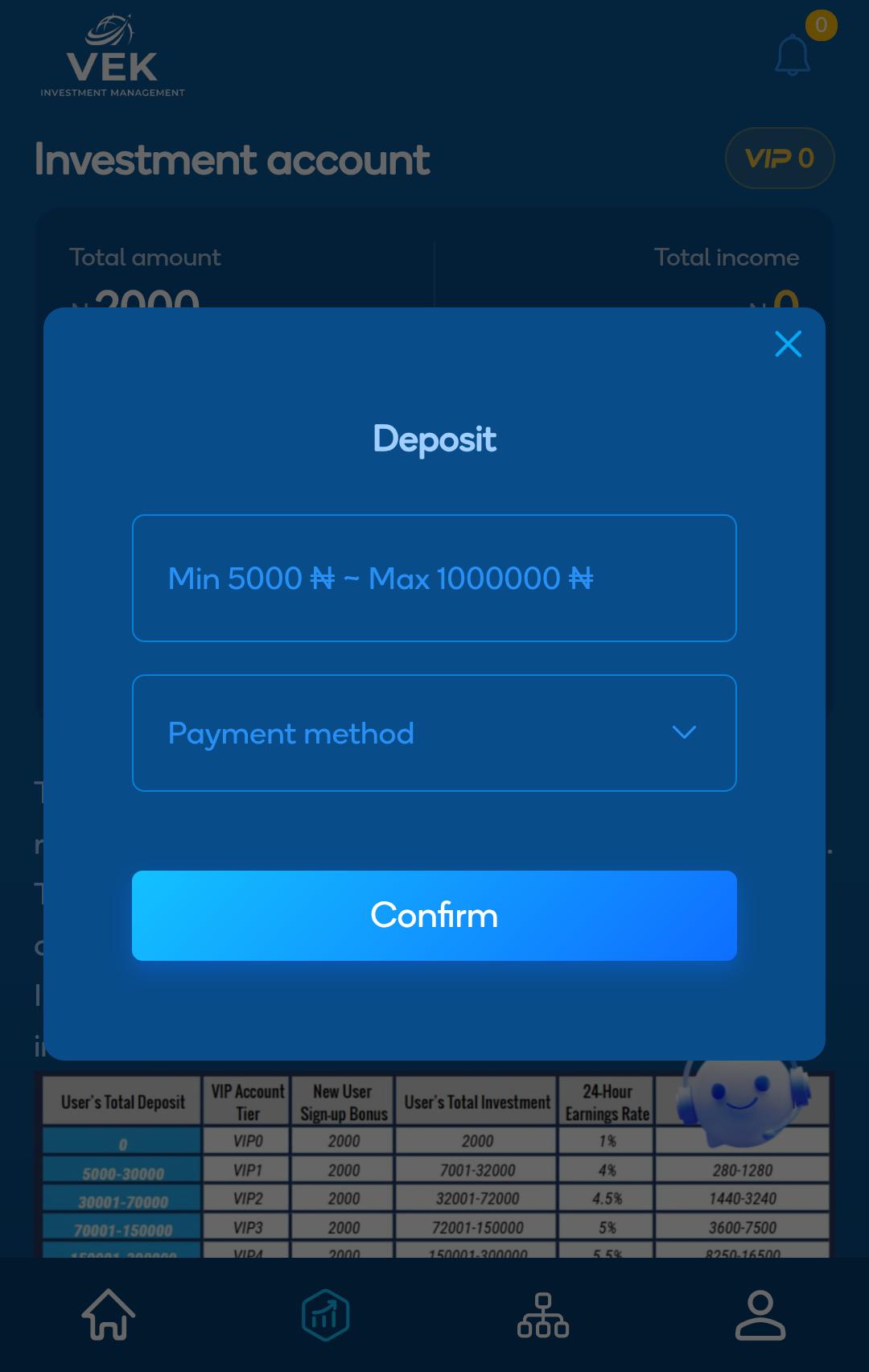 Payments & Withdrawals on VEK