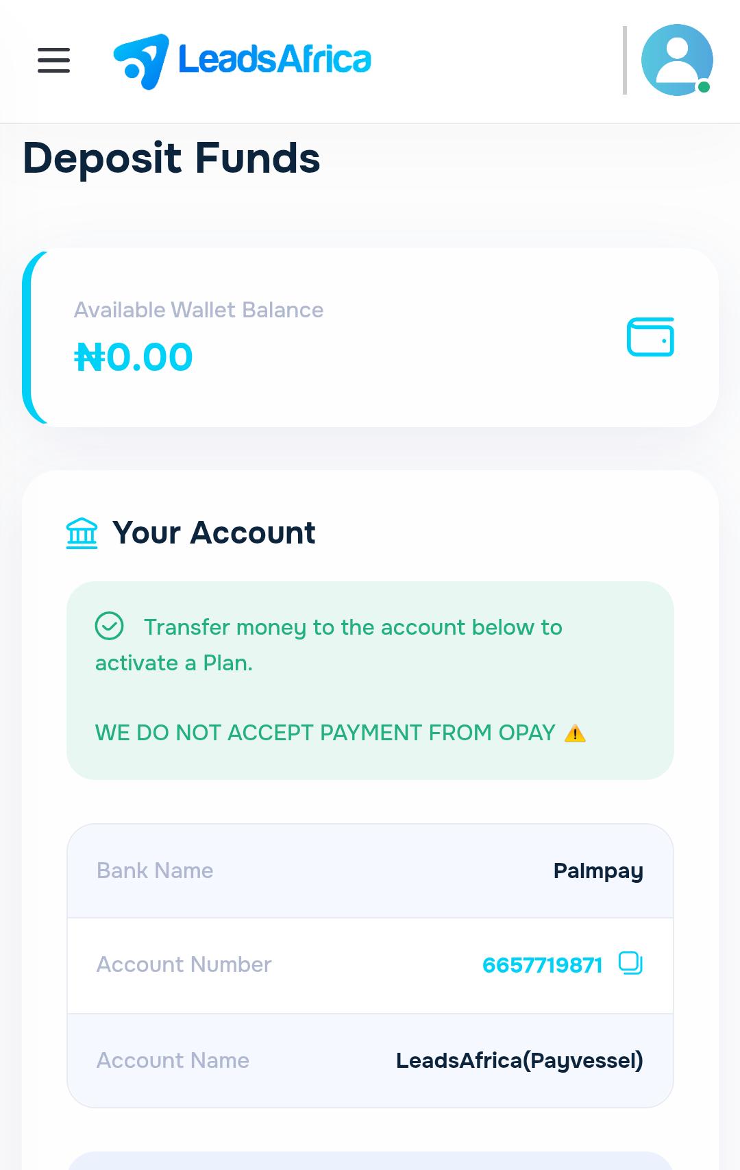 Payment & Withdrawal on Leads Africa