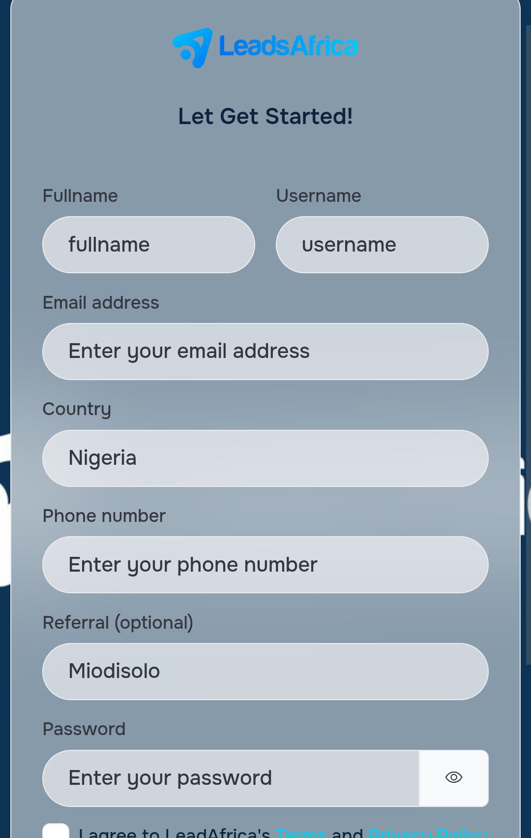 How To Register On Leads Africa