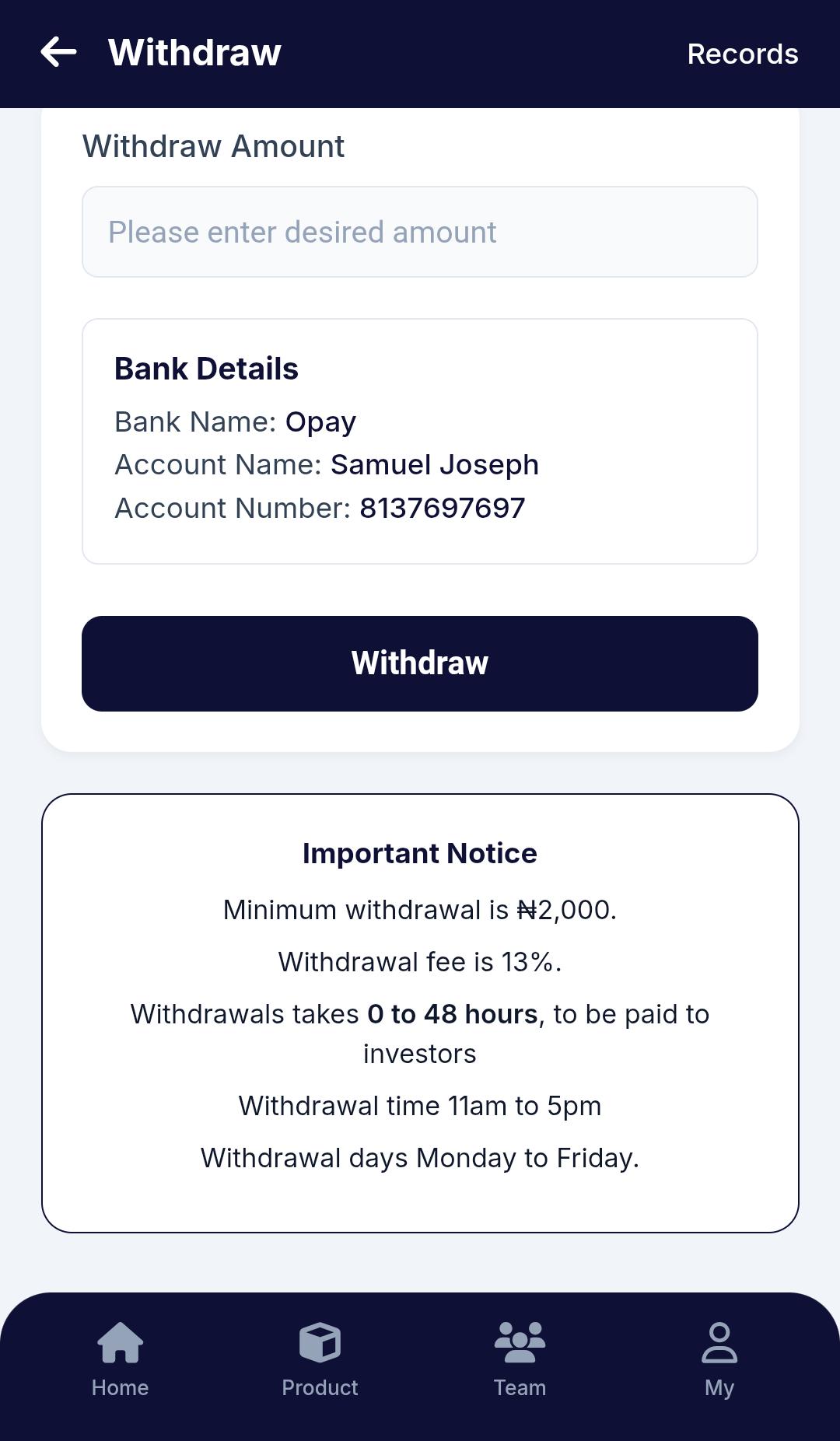 Payment & Withdrawal on E-mpire