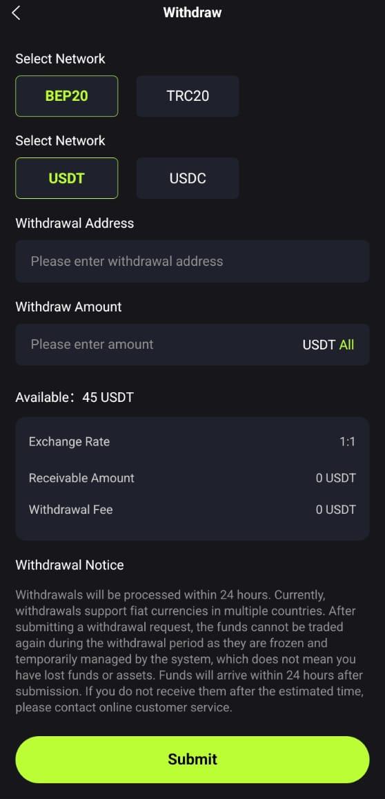 Withdrawal Process