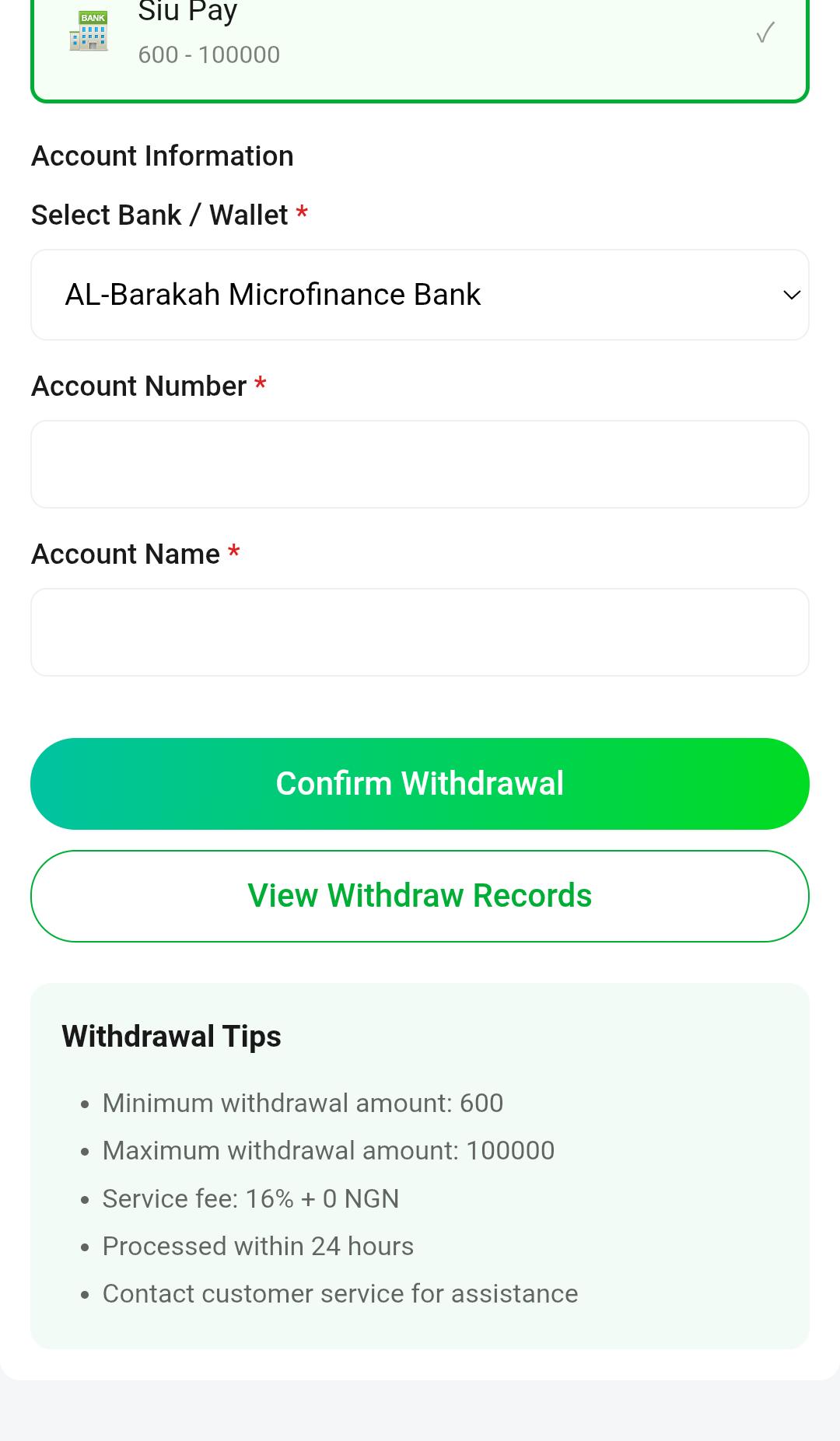 Payment & Withdrawals on Spiro