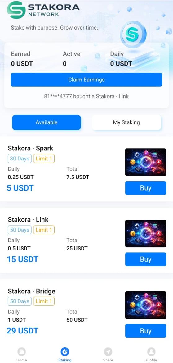How Users Make Money On Stakora Network
