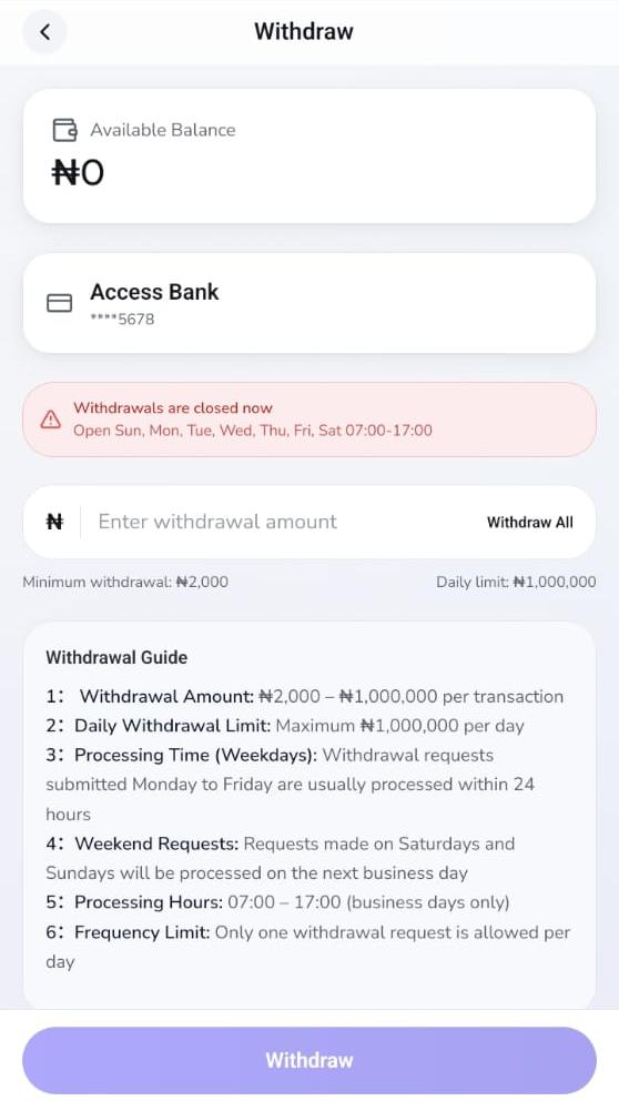 Withdrawal Process