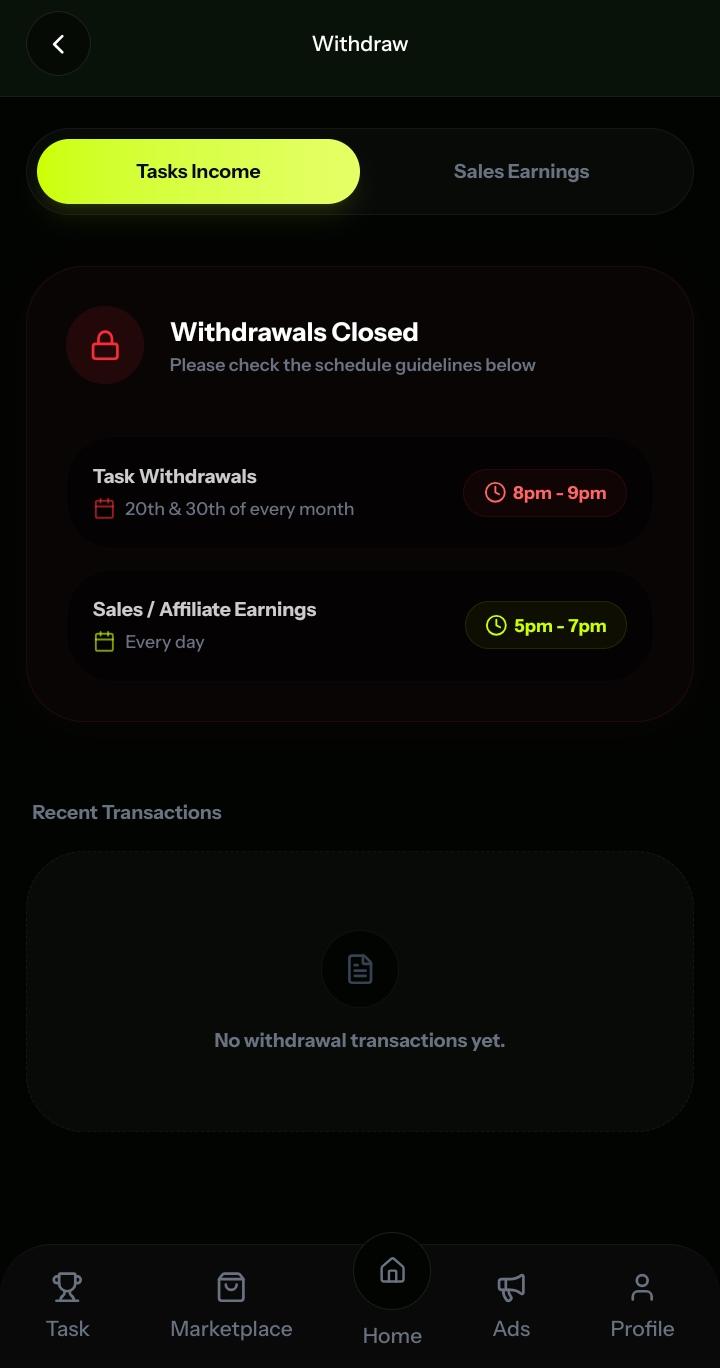 Payments & Withdrawals on Trusta